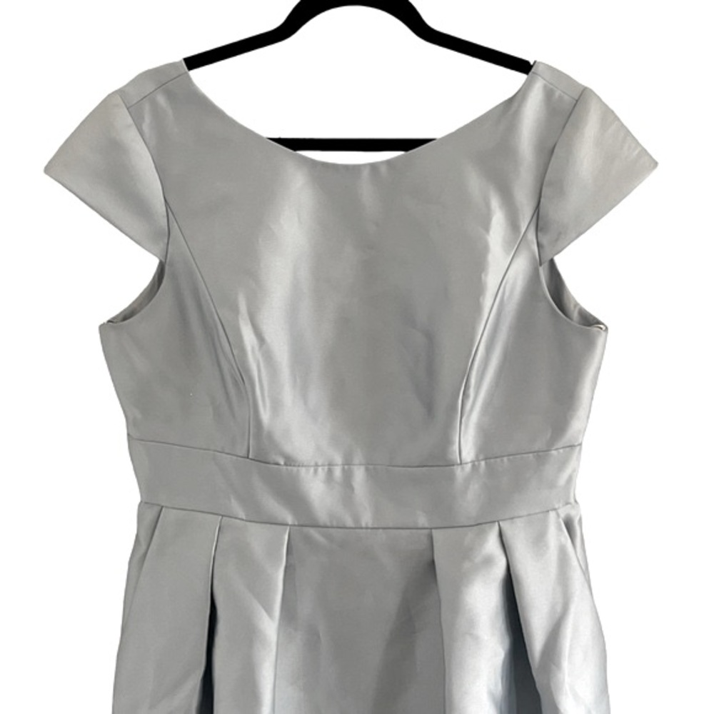 Alfred Sung Blue Mist Cap Sleeve Satin Midi Cocktail Dress size 16 regular - Picture 2 of 8